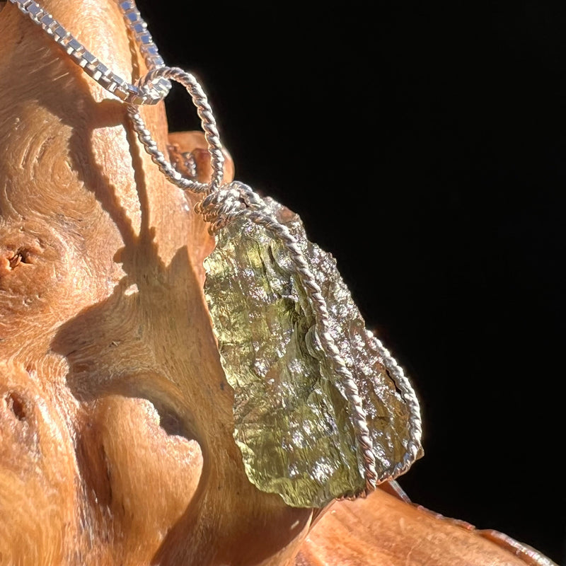 Moldavite Wire Wrapped Pendant Sterling Silver #3727-Moldavite Life
