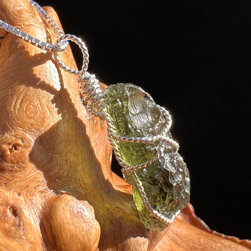 Moldavite Wire Wrapped Pendant Sterling Silver #3730-Moldavite Life