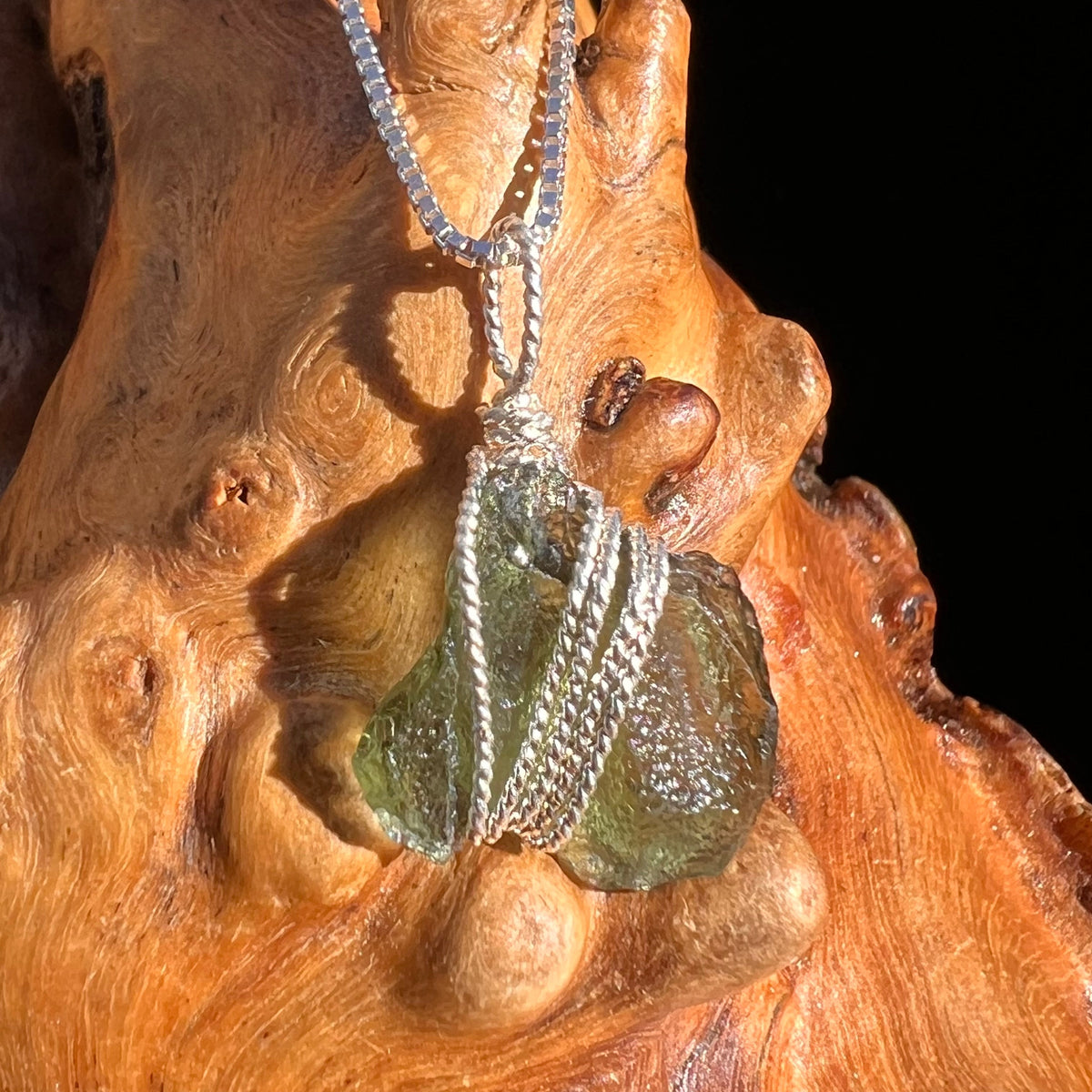 Moldavite Wire Wrapped Pendant Sterling Silver #3731-Moldavite Life