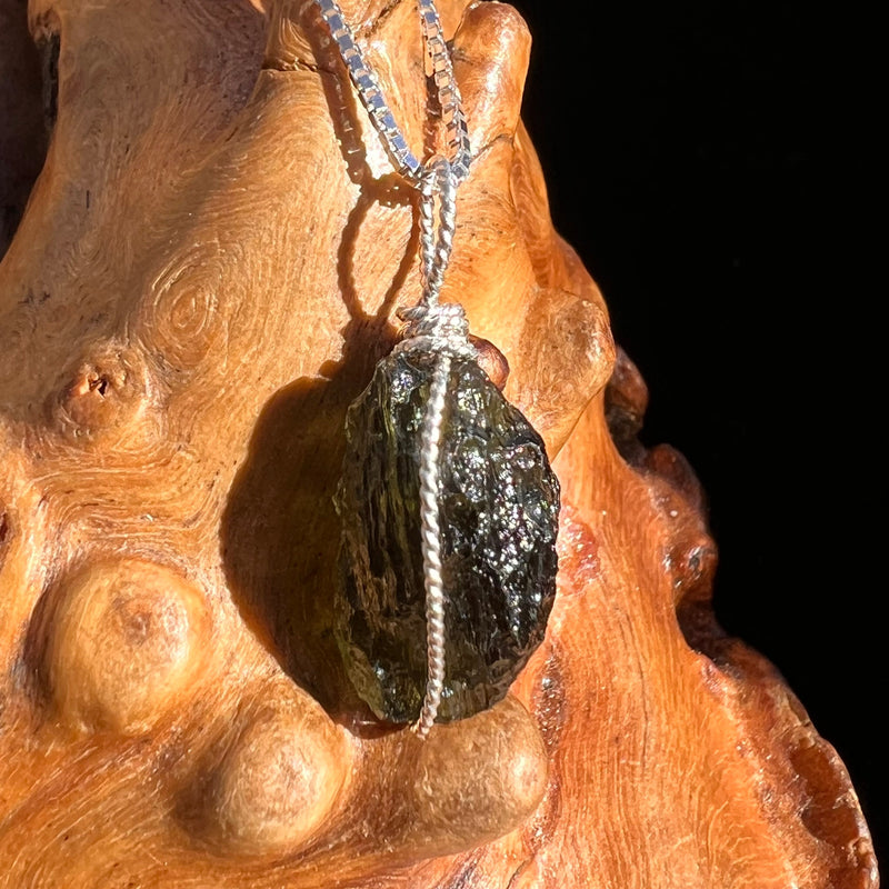 Moldavite Wire Wrapped Pendant Sterling Silver #3734-Moldavite Life