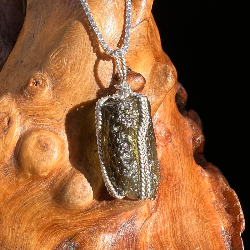 Moldavite Wire Wrapped Pendant Sterling Silver #3735-Moldavite Life