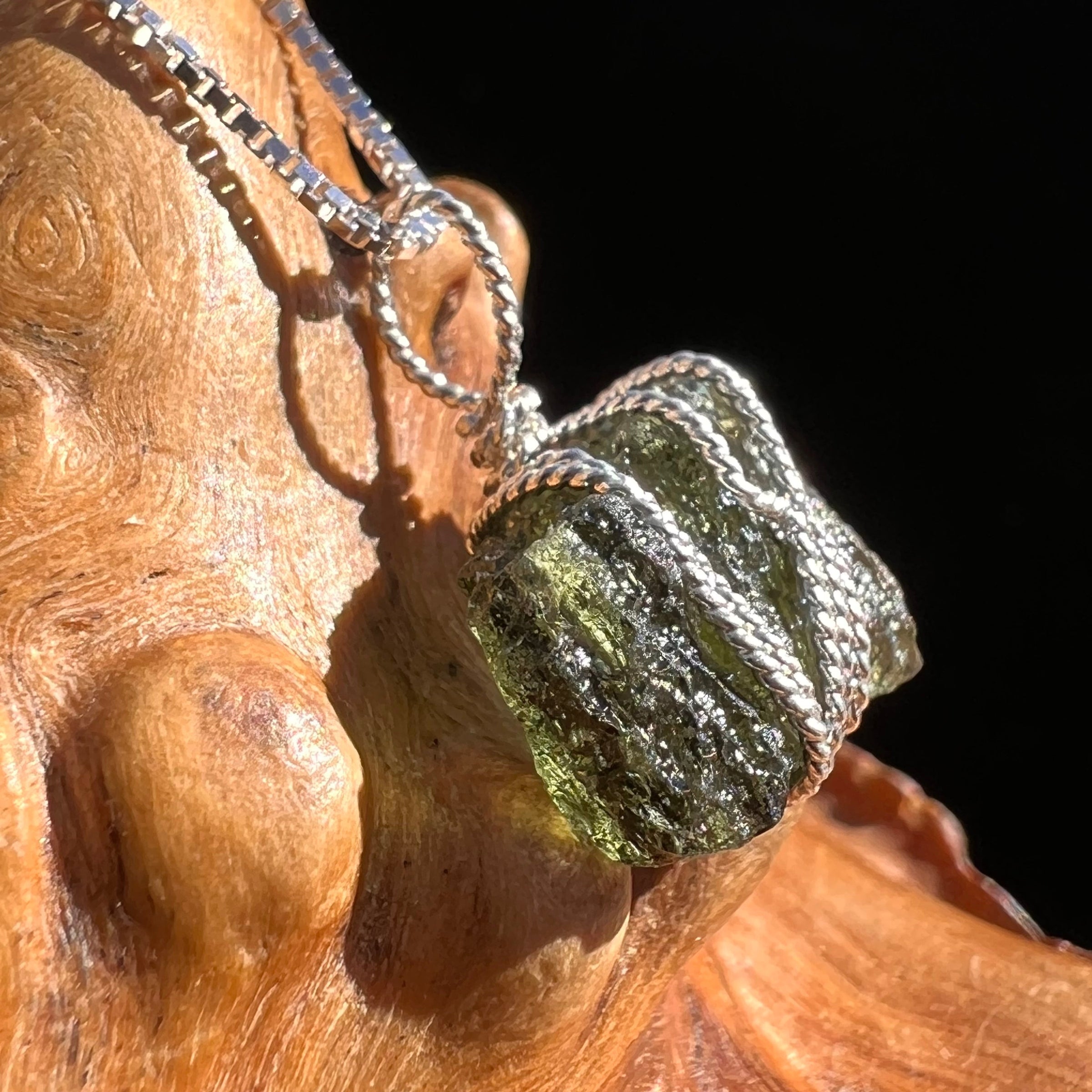 Moldavite Wire Wrapped Pendant Sterling Silver #3738-Moldavite Life
