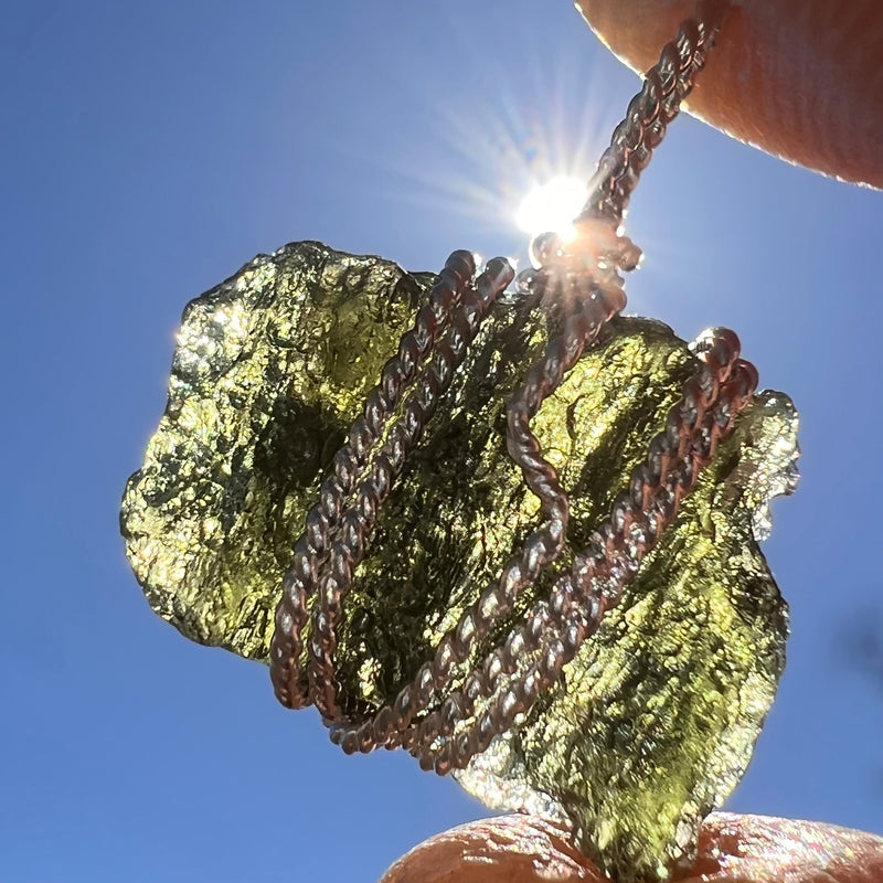 Moldavite Wire Wrapped Pendant Sterling Silver #3738-Moldavite Life