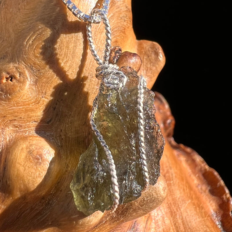 Moldavite Wire Wrapped Pendant Sterling Silver #3740-Moldavite Life