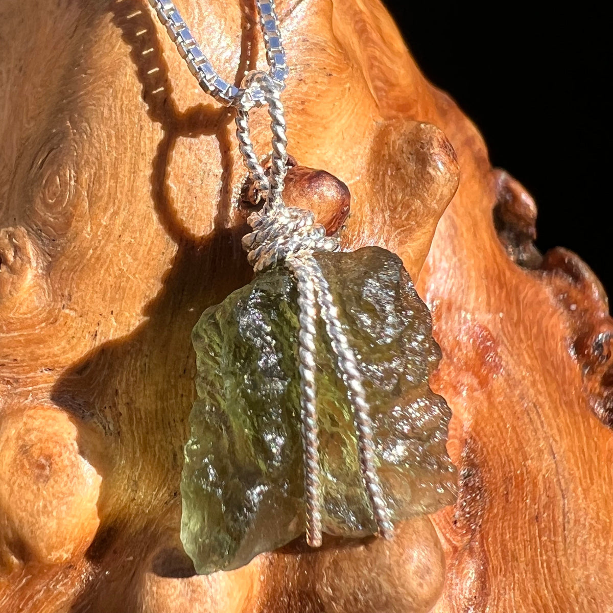 Moldavite Wire Wrapped Pendant Sterling Silver #3741-Moldavite Life