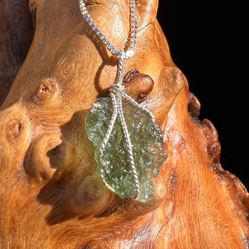 Moldavite Wire Wrapped Pendant Sterling Silver #3743-Moldavite Life