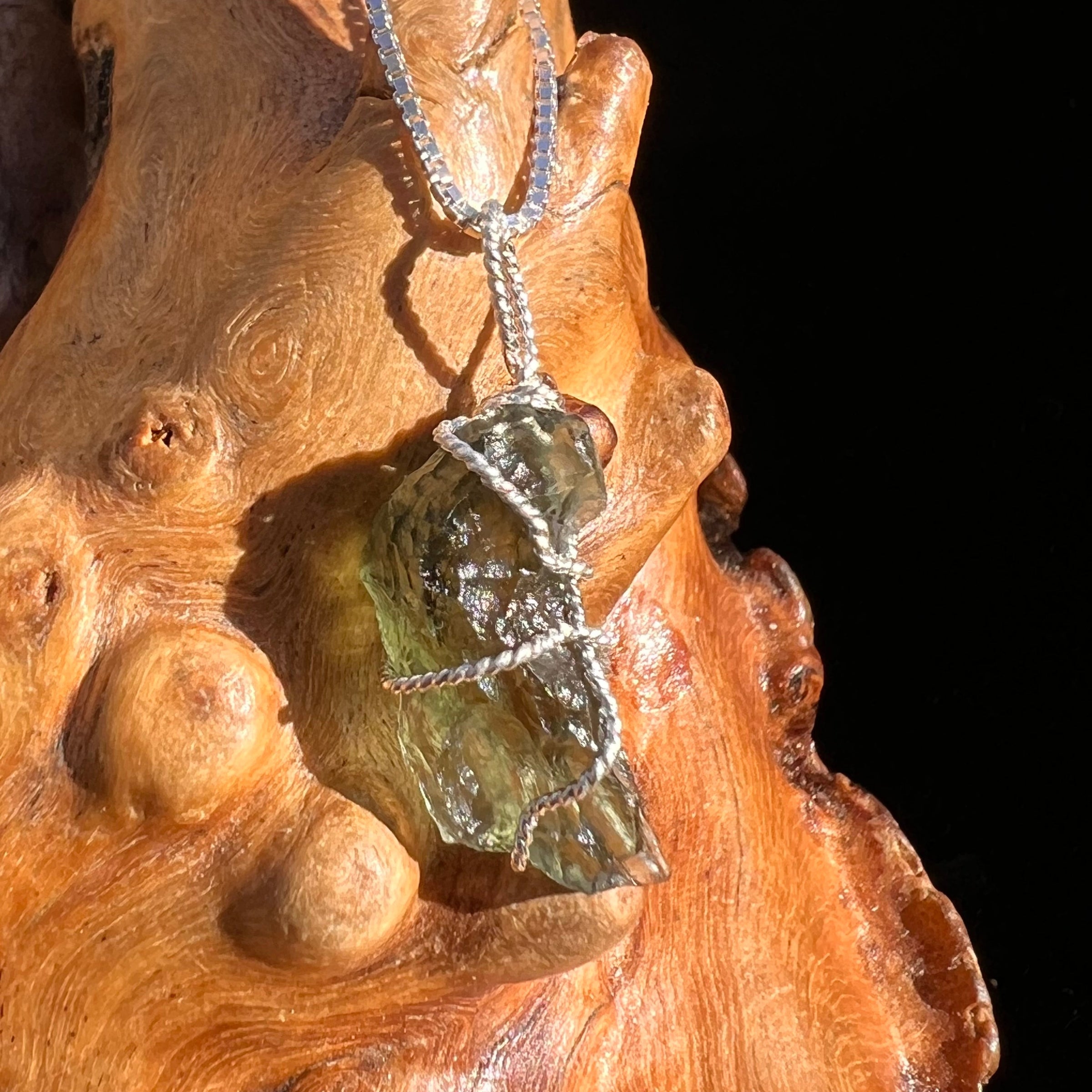 Moldavite Wire Wrapped Pendant Sterling Silver #3745-Moldavite Life