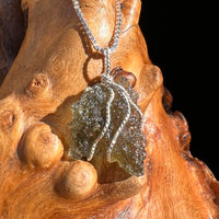 Moldavite Wire Wrapped Pendant Sterling Silver #3746-Moldavite Life