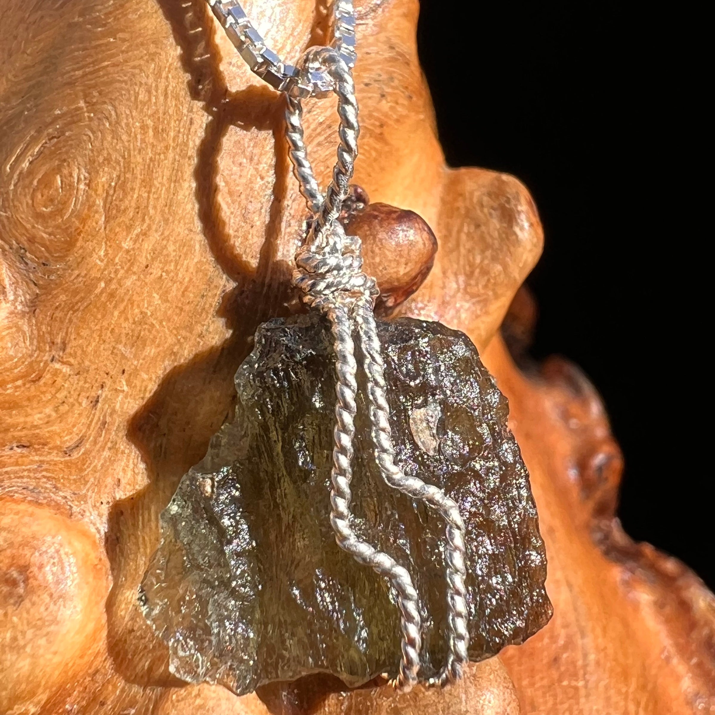 Moldavite Wire Wrapped Pendant Sterling Silver #3747-Moldavite Life