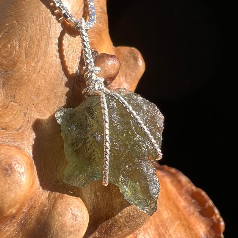 Moldavite Wire Wrapped Pendant Sterling Silver #3748-Moldavite Life