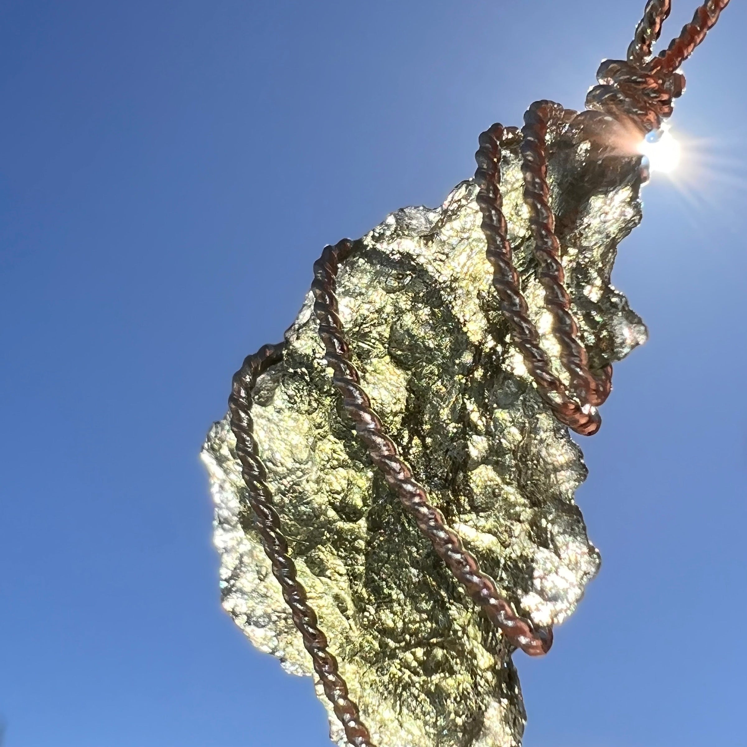 Moldavite Wire Wrapped Pendant Sterling Silver #3756-Moldavite Life