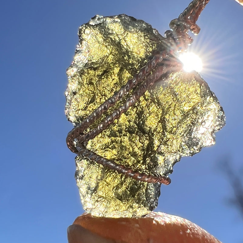 Moldavite Wire Wrapped Pendant Sterling Silver #3757-Moldavite Life