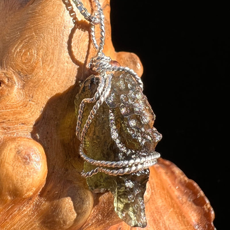 Moldavite Wire Wrapped Pendant Sterling Silver #3762-Moldavite Life