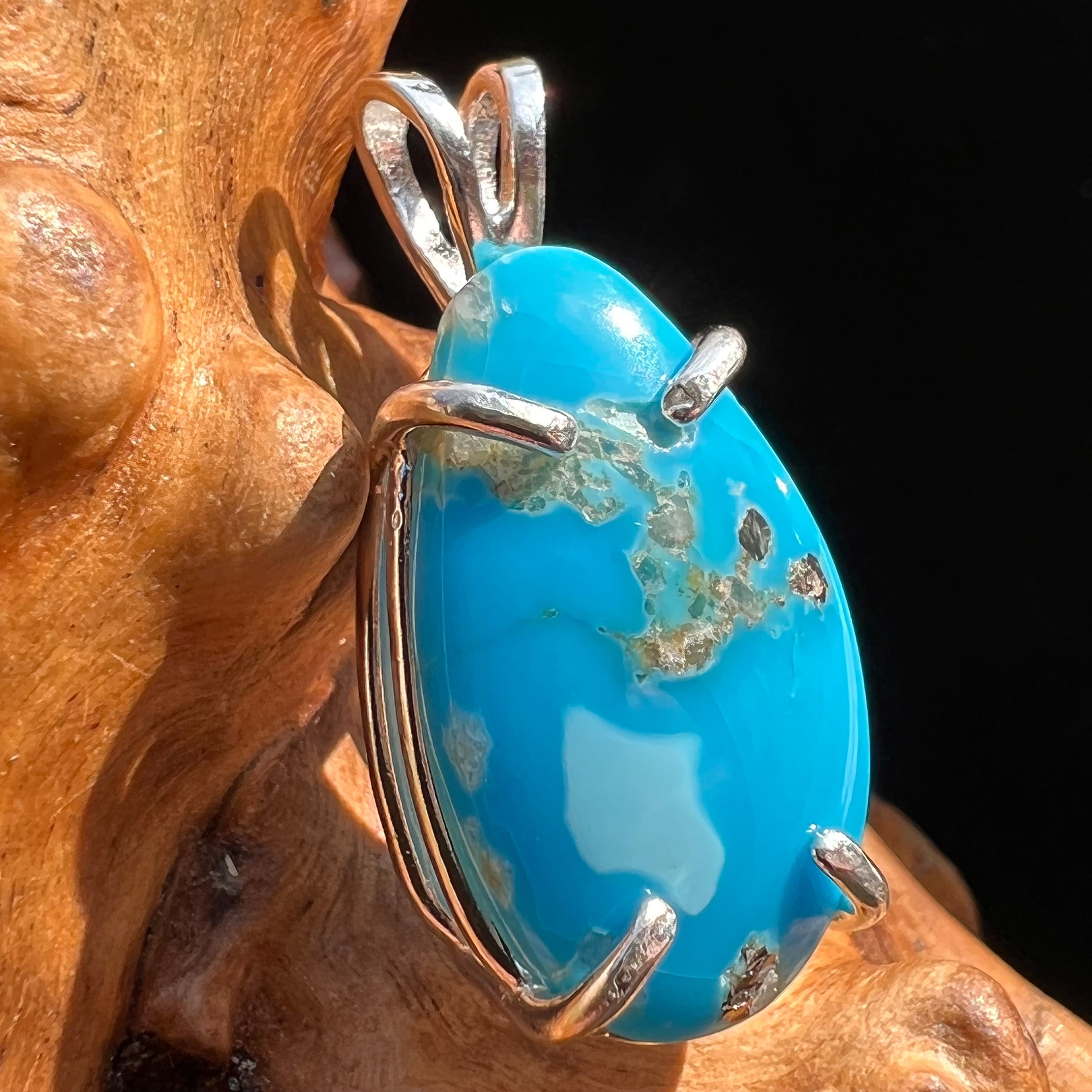 Morenci Turquoise Pendant Sterling Silver #2802-Moldavite Life