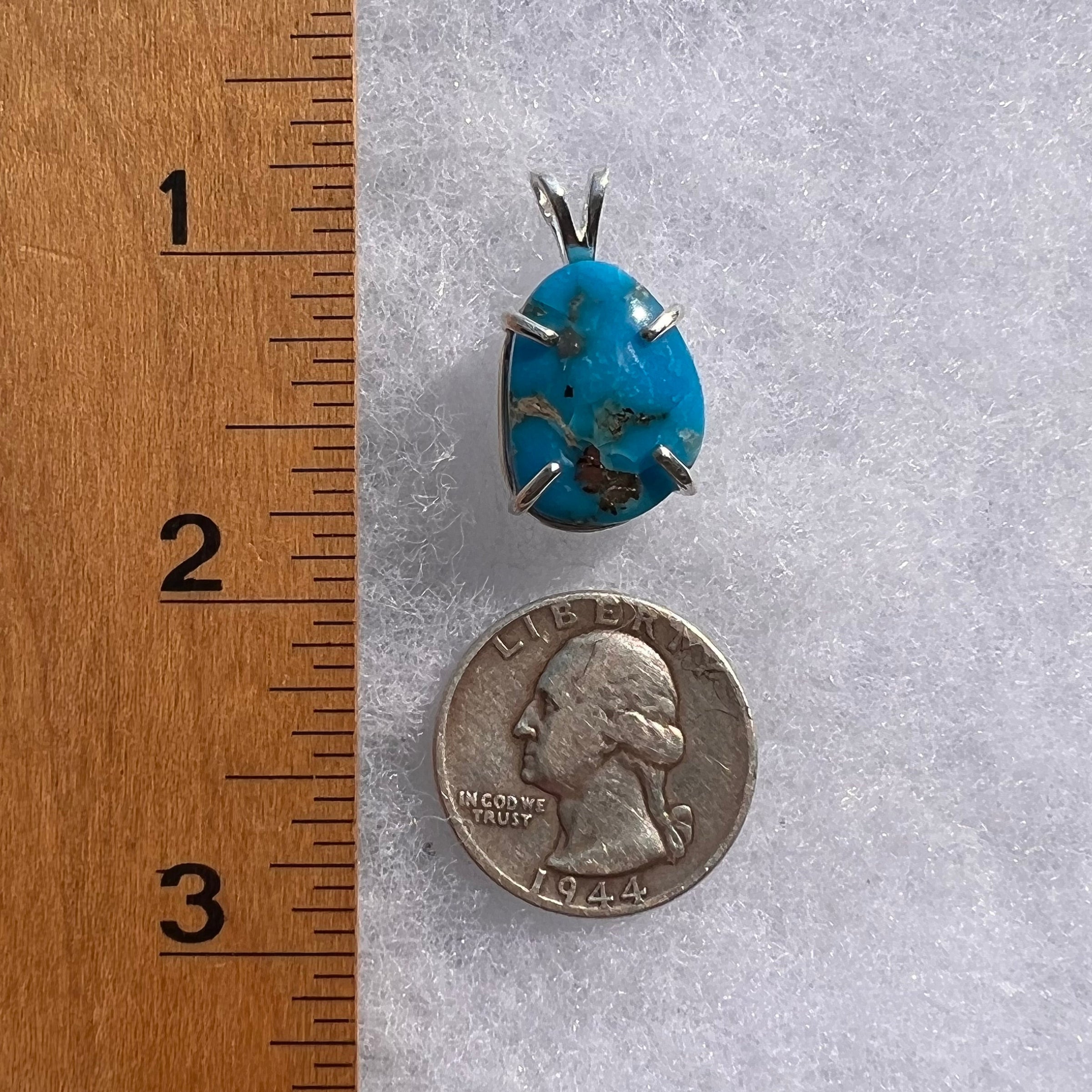 Morenci Turquoise Pendant Sterling Silver #2803-Moldavite Life