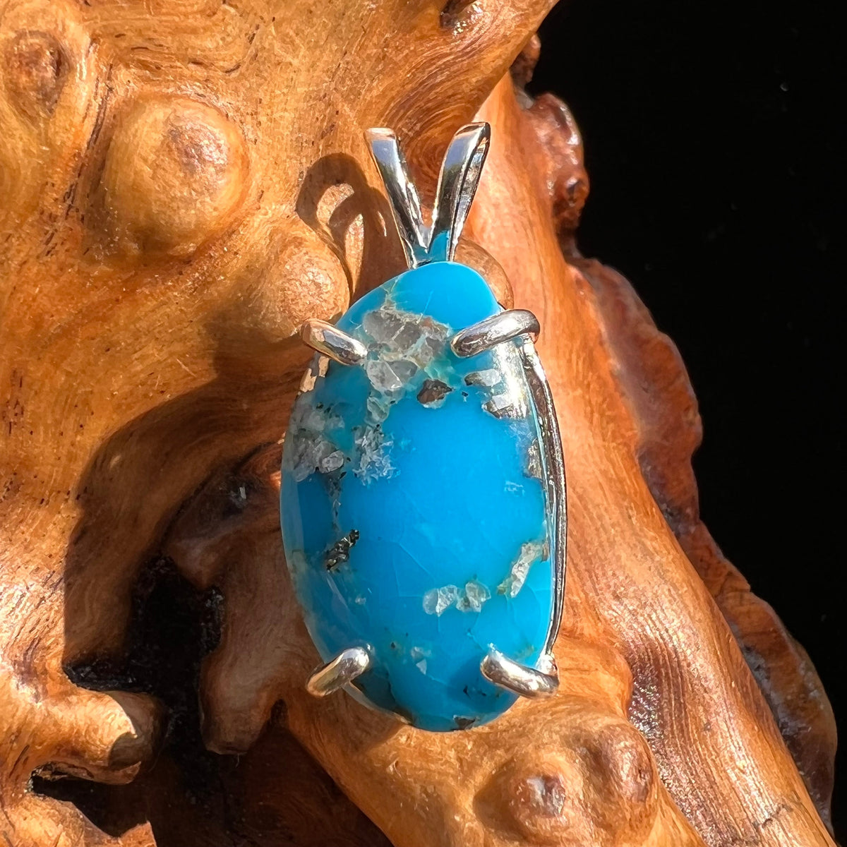 Morenci Turquoise Pendant Sterling Silver #2804-Moldavite Life