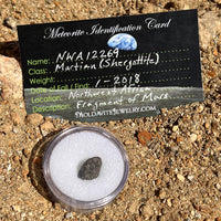 NWA 12269 Mars Meteorite fragment with Window #48-Moldavite Life