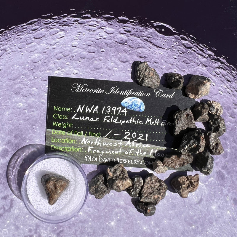 NWA 13974 Lunar Meteorite 3.8 grams #106-Moldavite Life