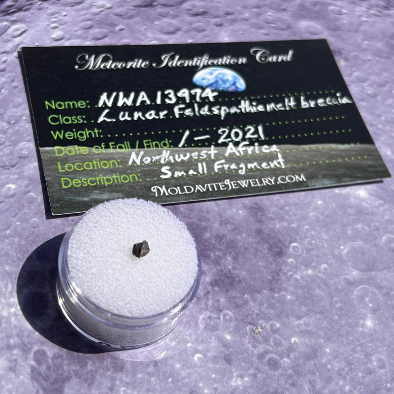 NWA 13974 Lunar Meteorite tiny fragment #120-Moldavite Life