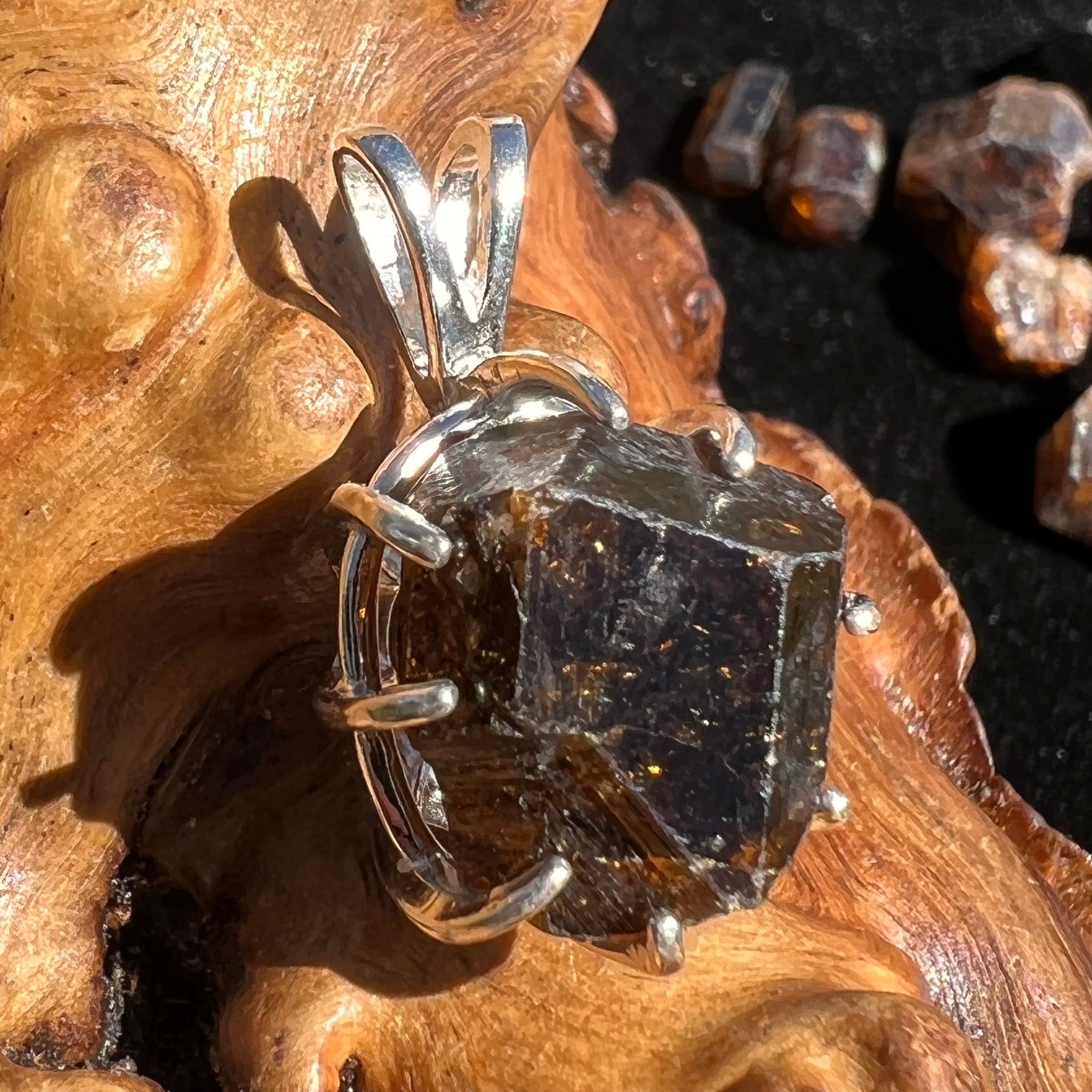 Natural Brown Tourmaline Pendant Sterling Silver #12-Moldavite Life