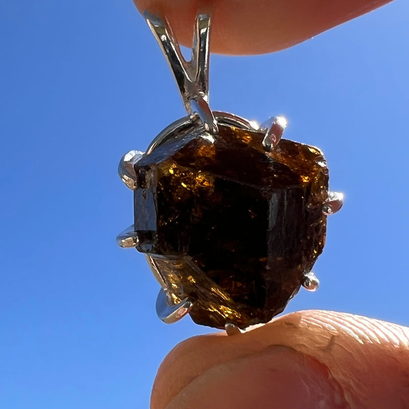 Natural Brown Tourmaline Pendant Sterling Silver #12-Moldavite Life