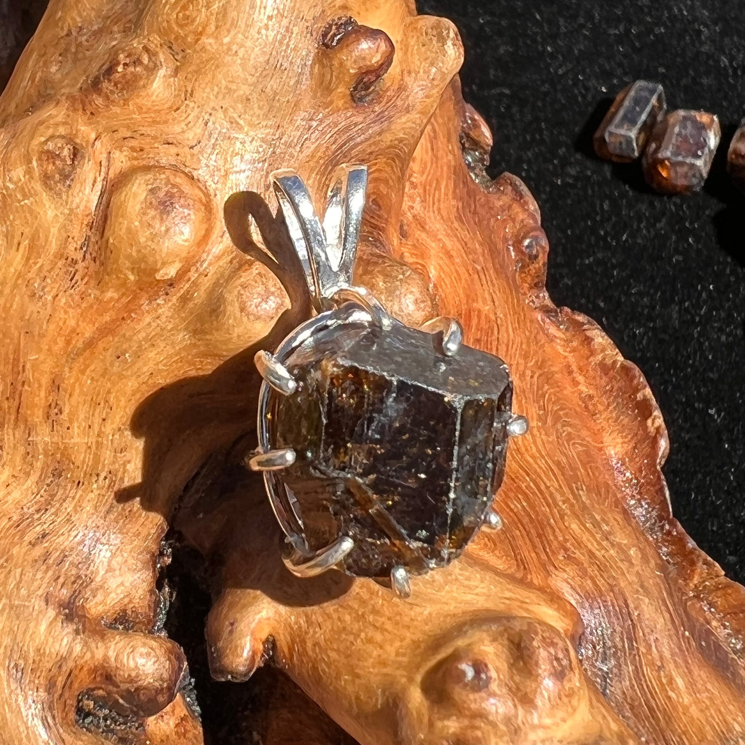 Natural Brown Tourmaline Pendant Sterling Silver #12-Moldavite Life