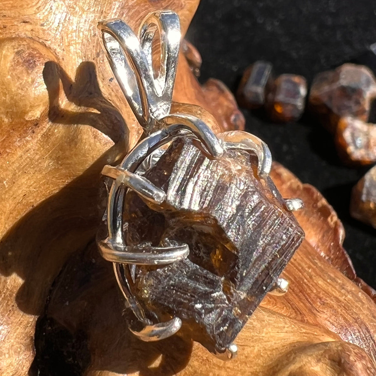 Natural Brown Tourmaline Pendant Sterling Silver #5-Moldavite Life