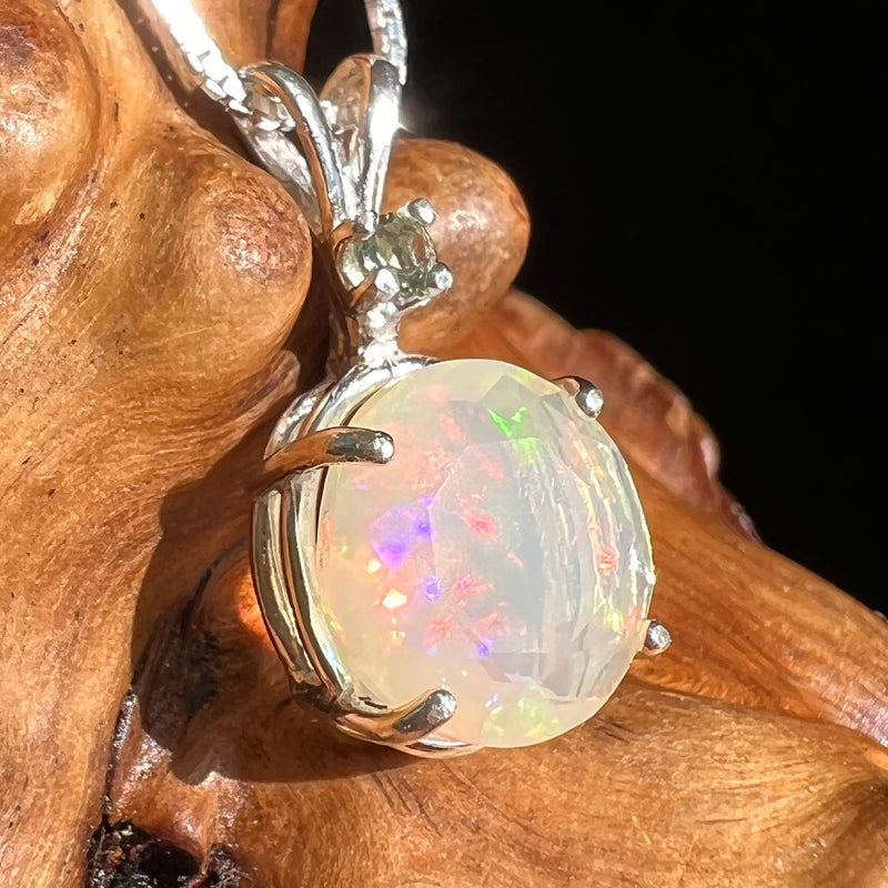 Opal & Moldavite Necklace Sterling Silver #2459-Moldavite Life