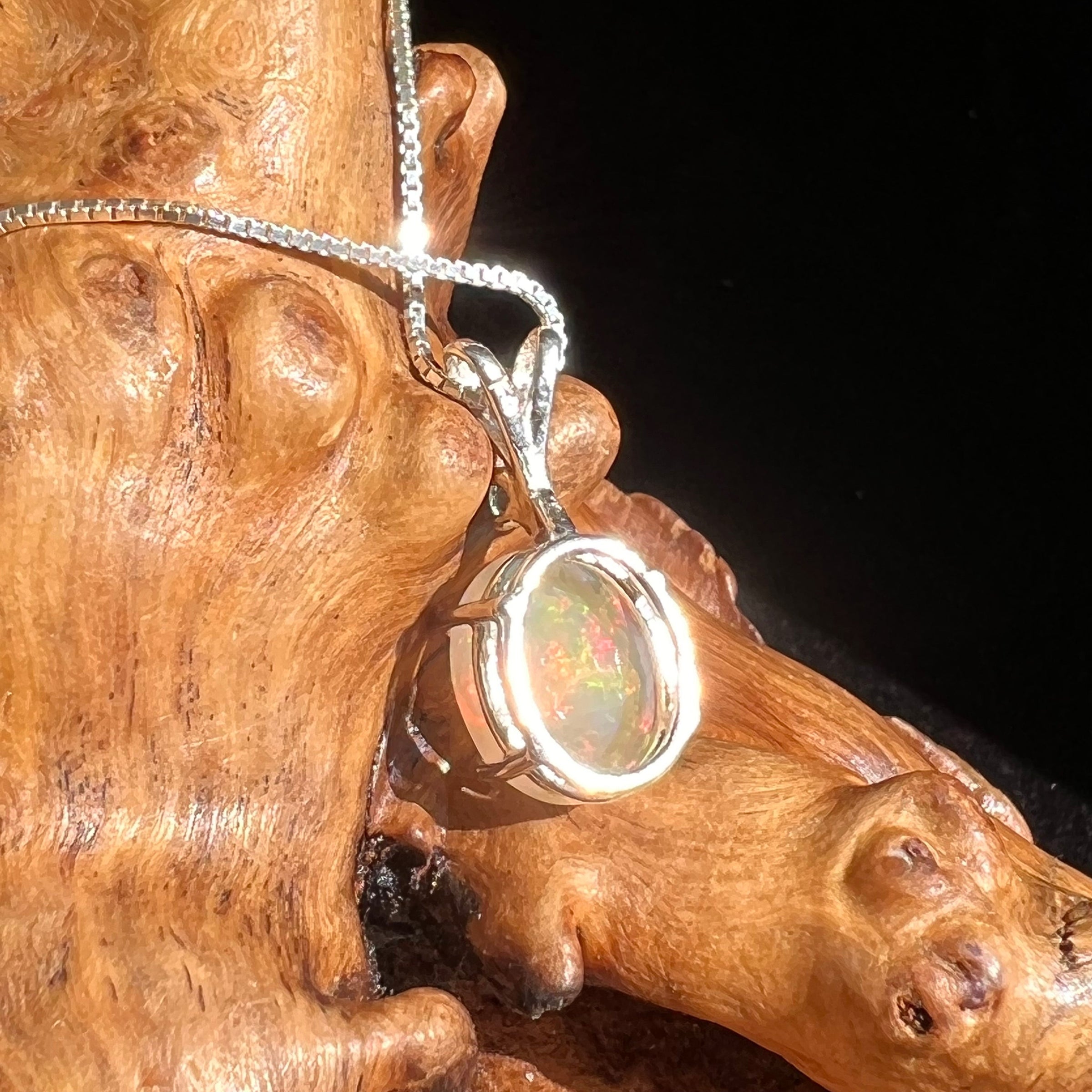 Opal & Moldavite Necklace Sterling Silver #2461-Moldavite Life