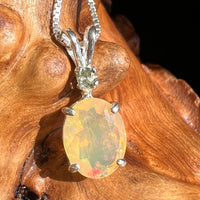 Opal & Moldavite Necklace Sterling Silver #2463-Moldavite Life