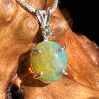 Opal & Moldavite Necklace Sterling Silver #2464-Moldavite Life