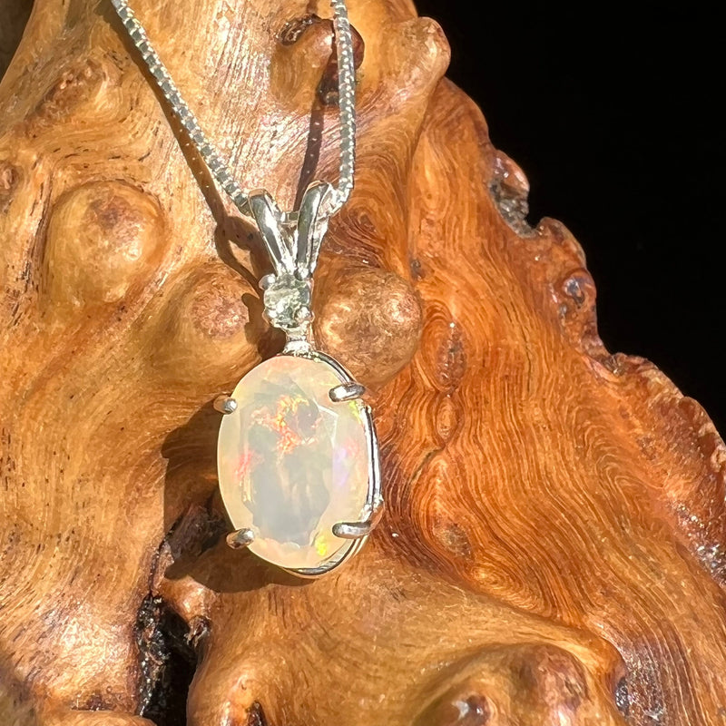 Opal & Moldavite Necklace Sterling Silver #2507-Moldavite Life