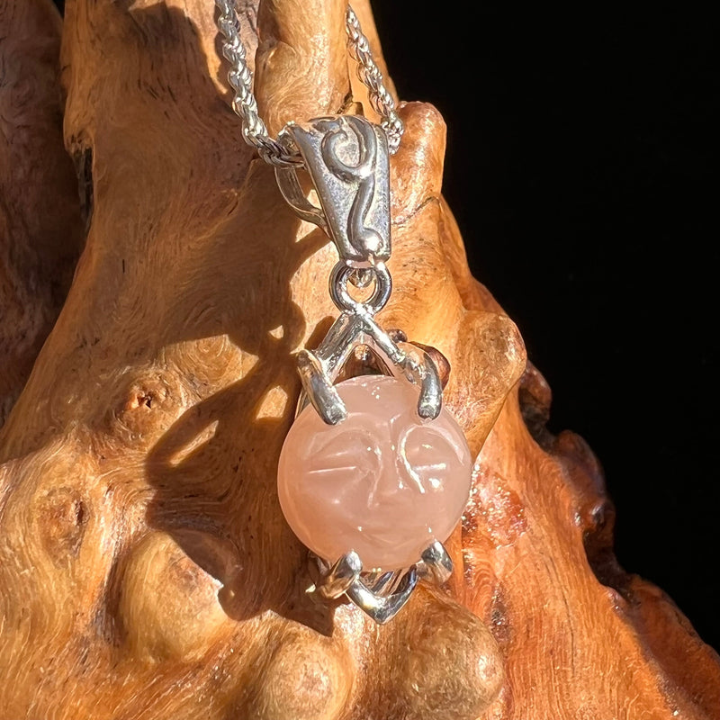 Peach Moonstone Pendant Sterling Silver #3455-Moldavite Life