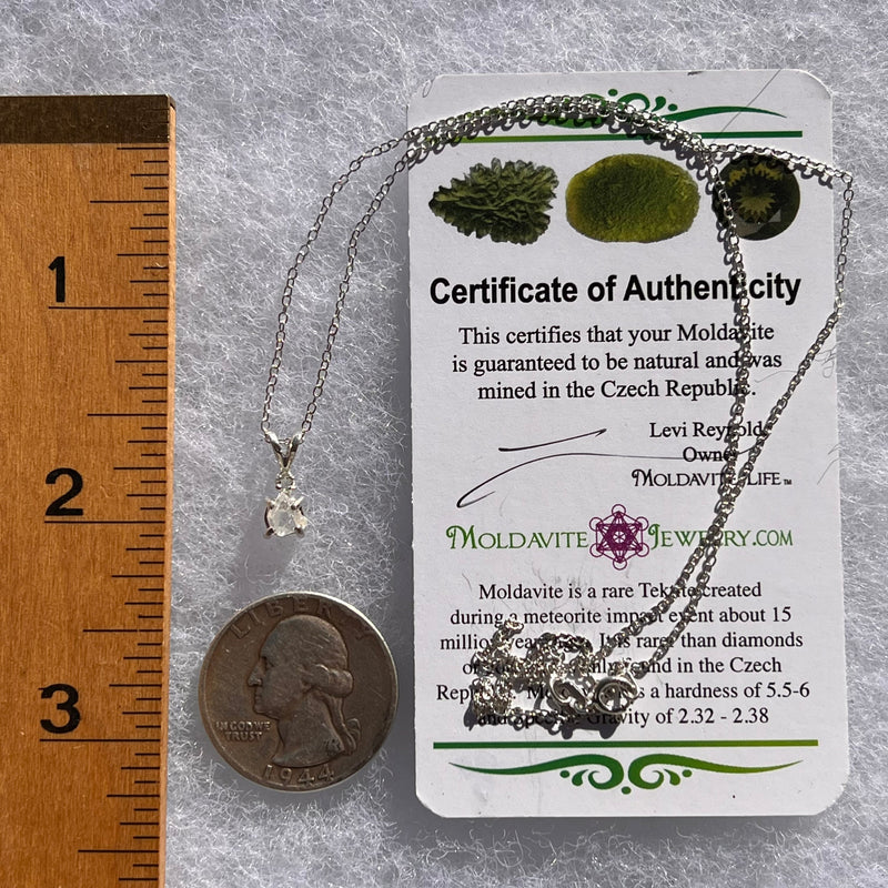 Petalite & Moldavite Pendant Necklace Sterling #3572-Moldavite Life