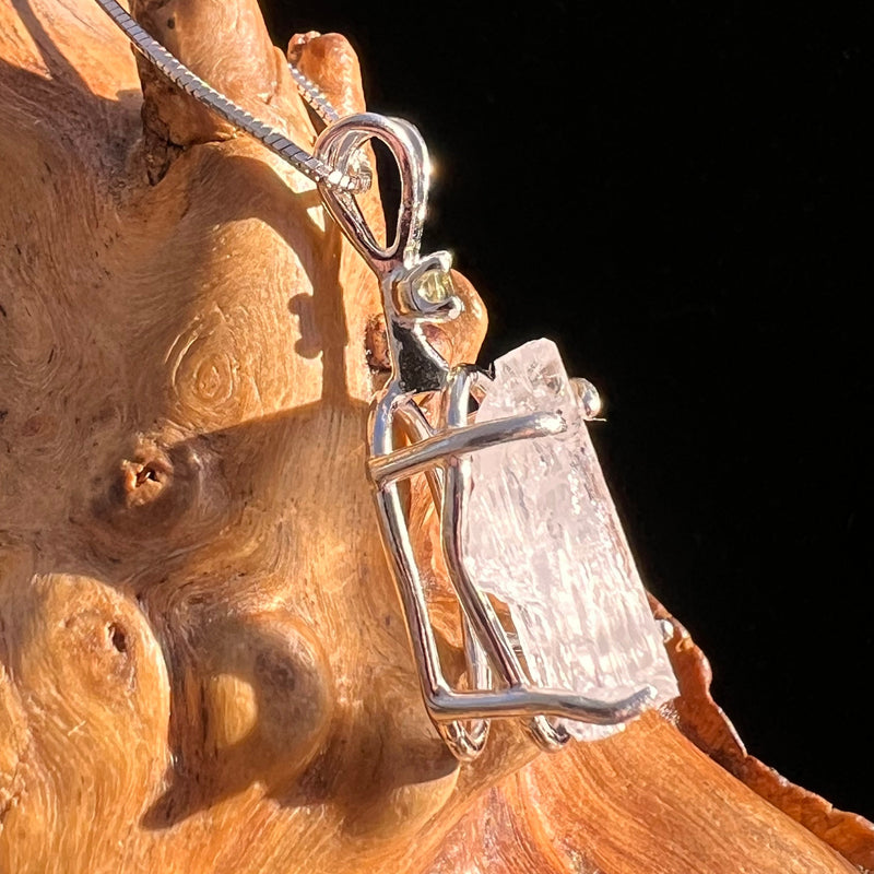 Petalite & Moldavite Pendant Necklace Sterling #3577-Moldavite Life