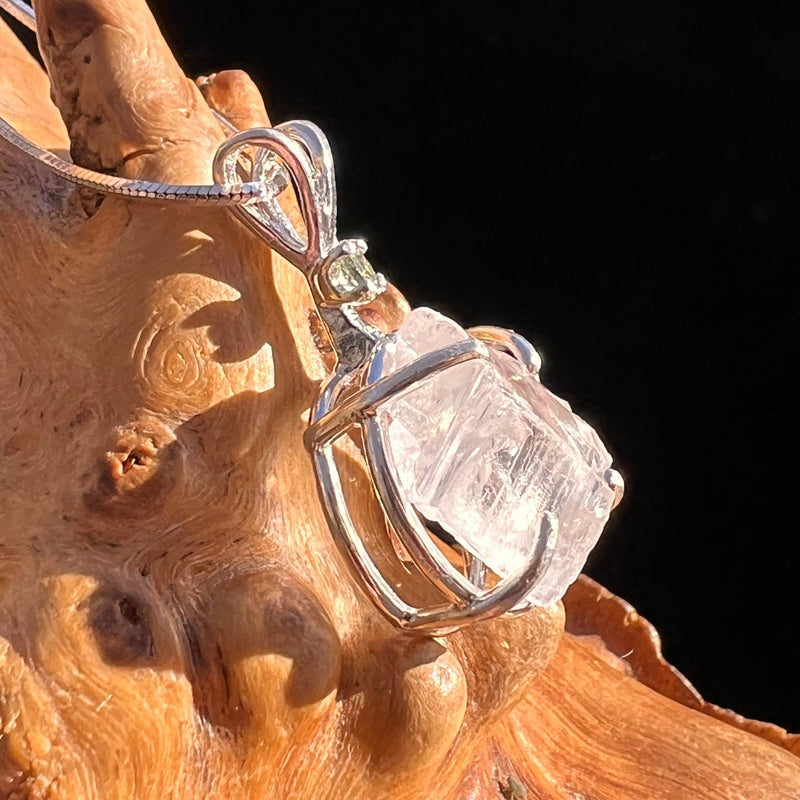 Petalite & Moldavite Pendant Necklace Sterling #3578-Moldavite Life