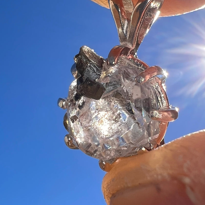 Phenacite Crystal Pendant Sterling Terminated #3488-Moldavite Life
