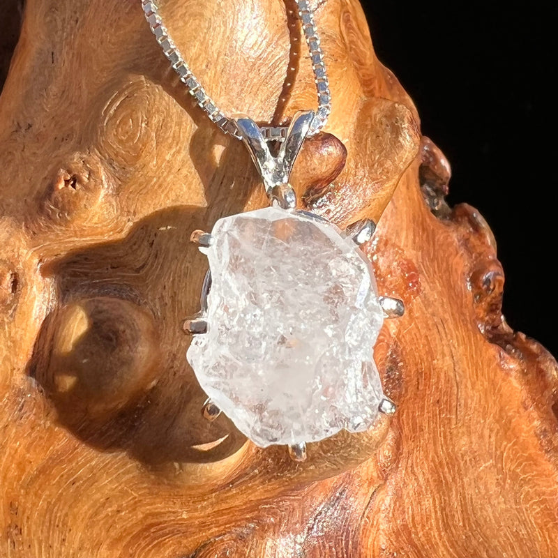 Phenacite Crystal Pendant Sterling Terminated #3490-Moldavite Life