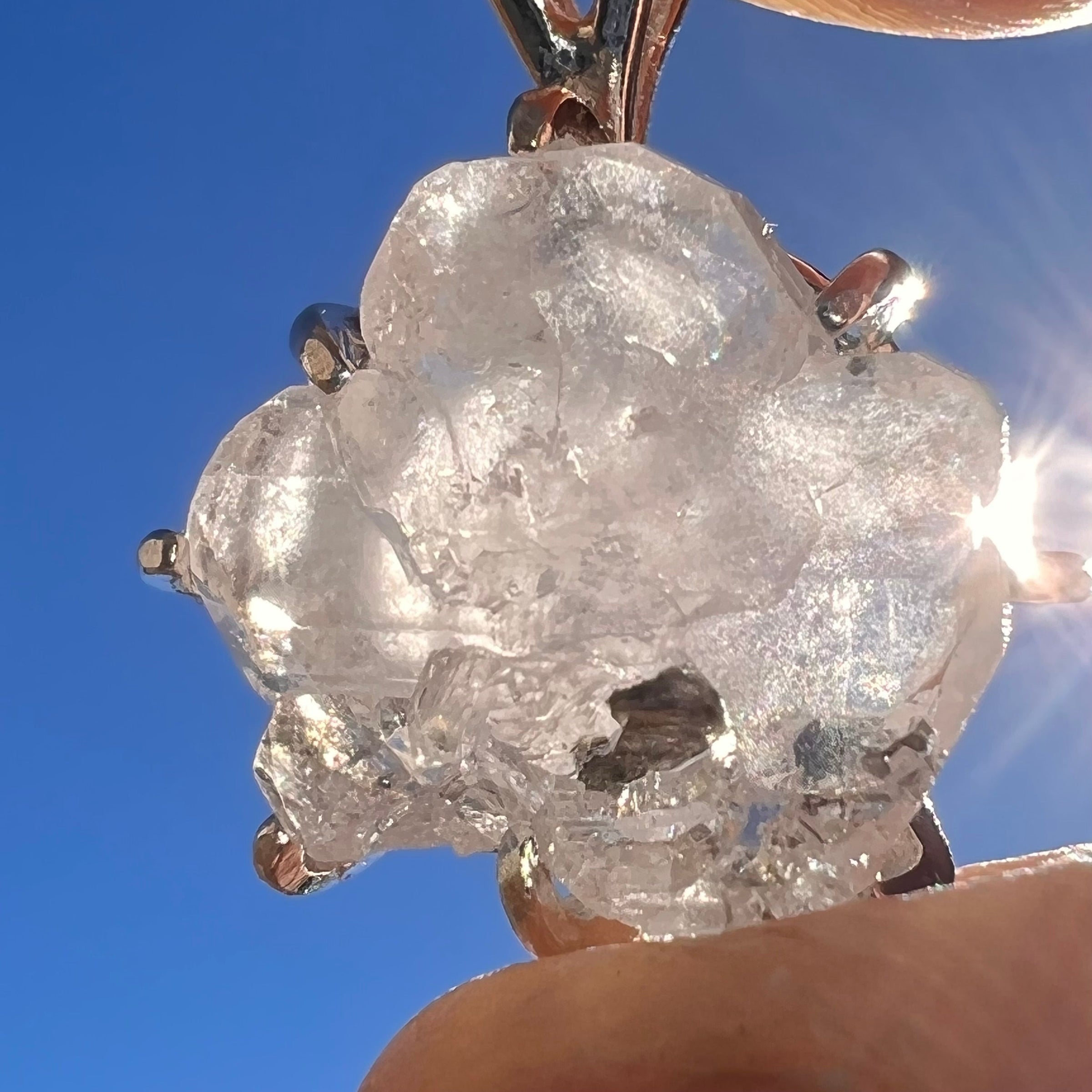 Phenacite Crystal Pendant Sterling Terminated #3491-Moldavite Life