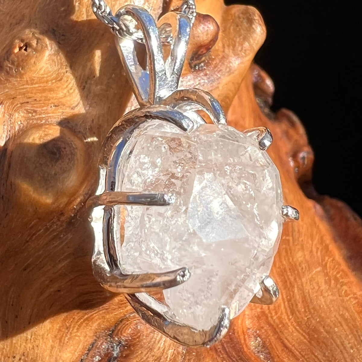 Phenacite Crystal Pendant Sterling Terminated #3492-Moldavite Life