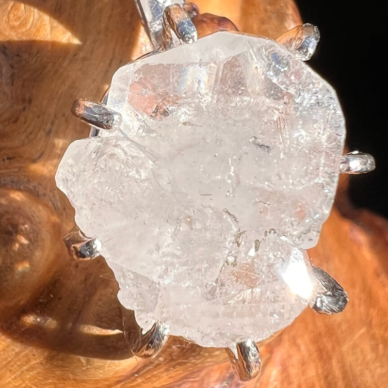 Phenacite Crystal Pendant Sterling Terminated #3493-Moldavite Life