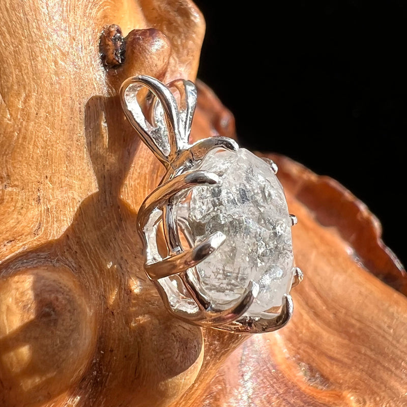 Phenacite Crystal Pendant Sterling Terminated #3565-Moldavite Life