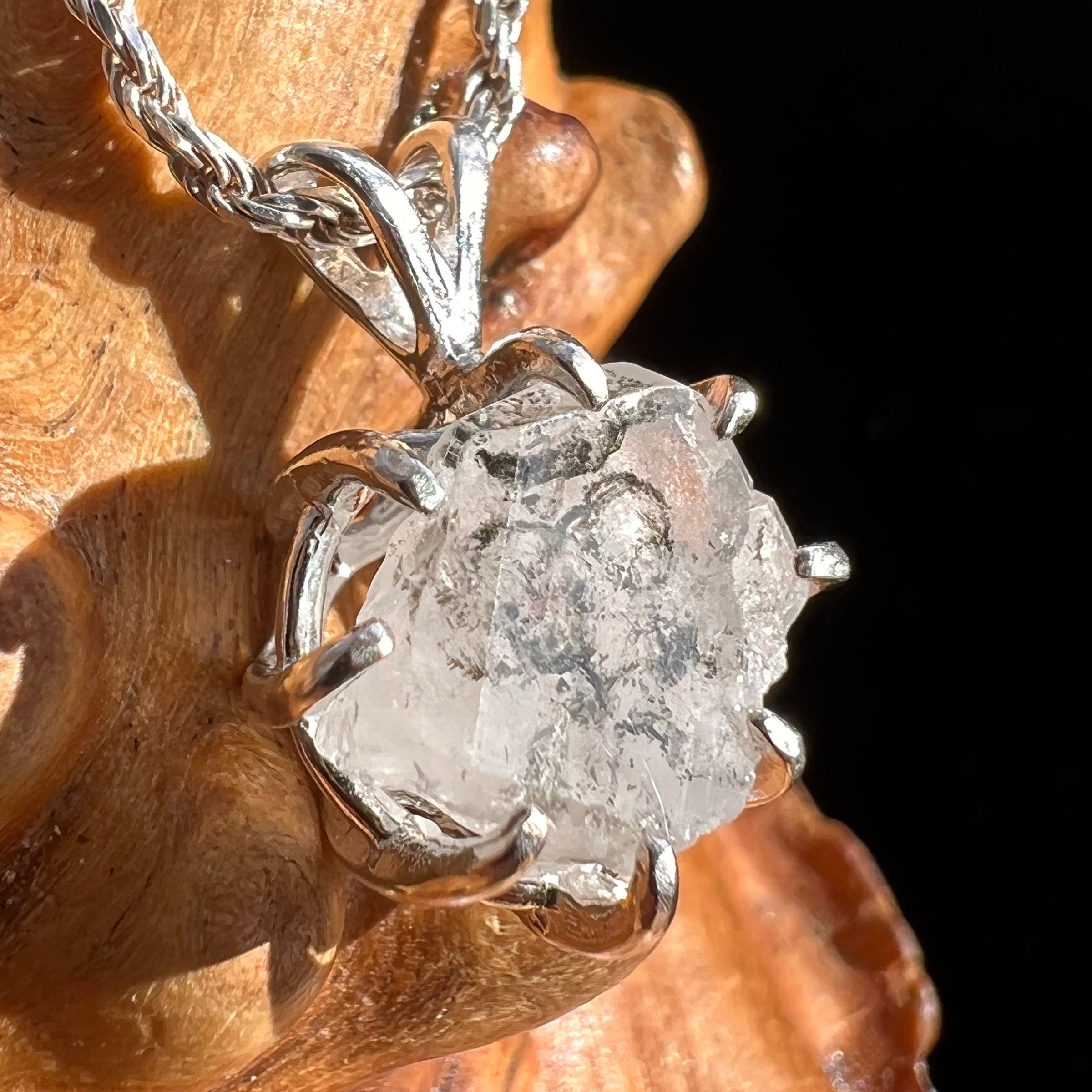 Phenacite Crystal Pendant Sterling Terminated #3566-Moldavite Life