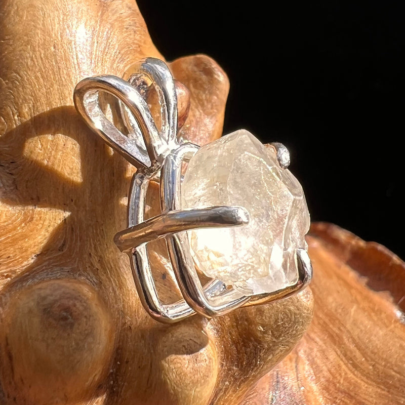 Phenacite Crystal Pendant Sterling Terminated #3567-Moldavite Life