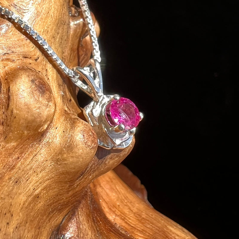 Pink Sapphire Rose Necklace Sterling Silver #1-Moldavite Life