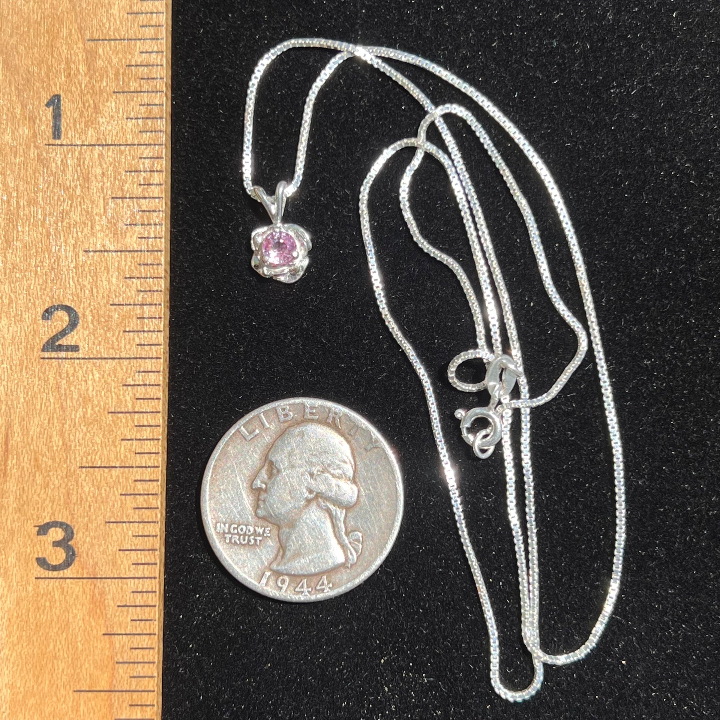Pink Sapphire Rose Necklace Sterling Silver #4-Moldavite Life