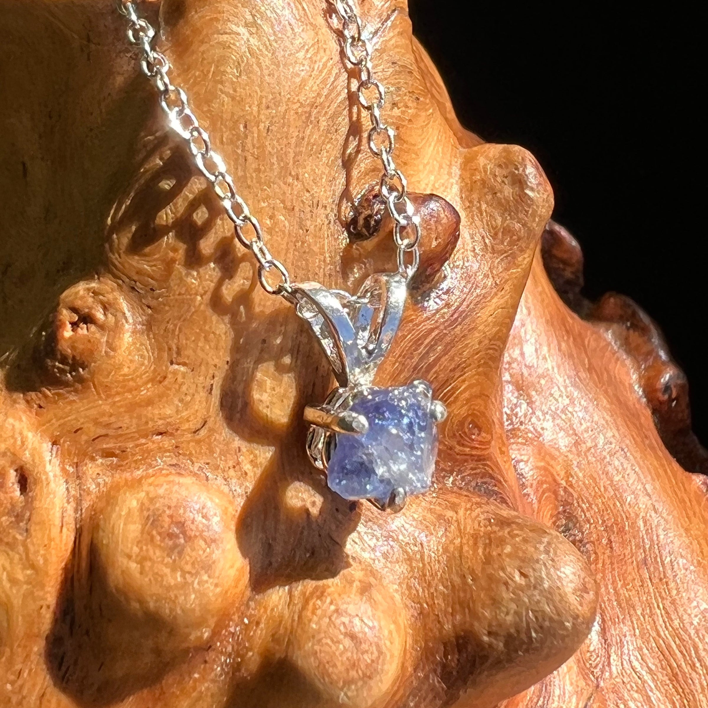 Raw Benitoite Crystal Necklace Sterling #2608-Moldavite Life