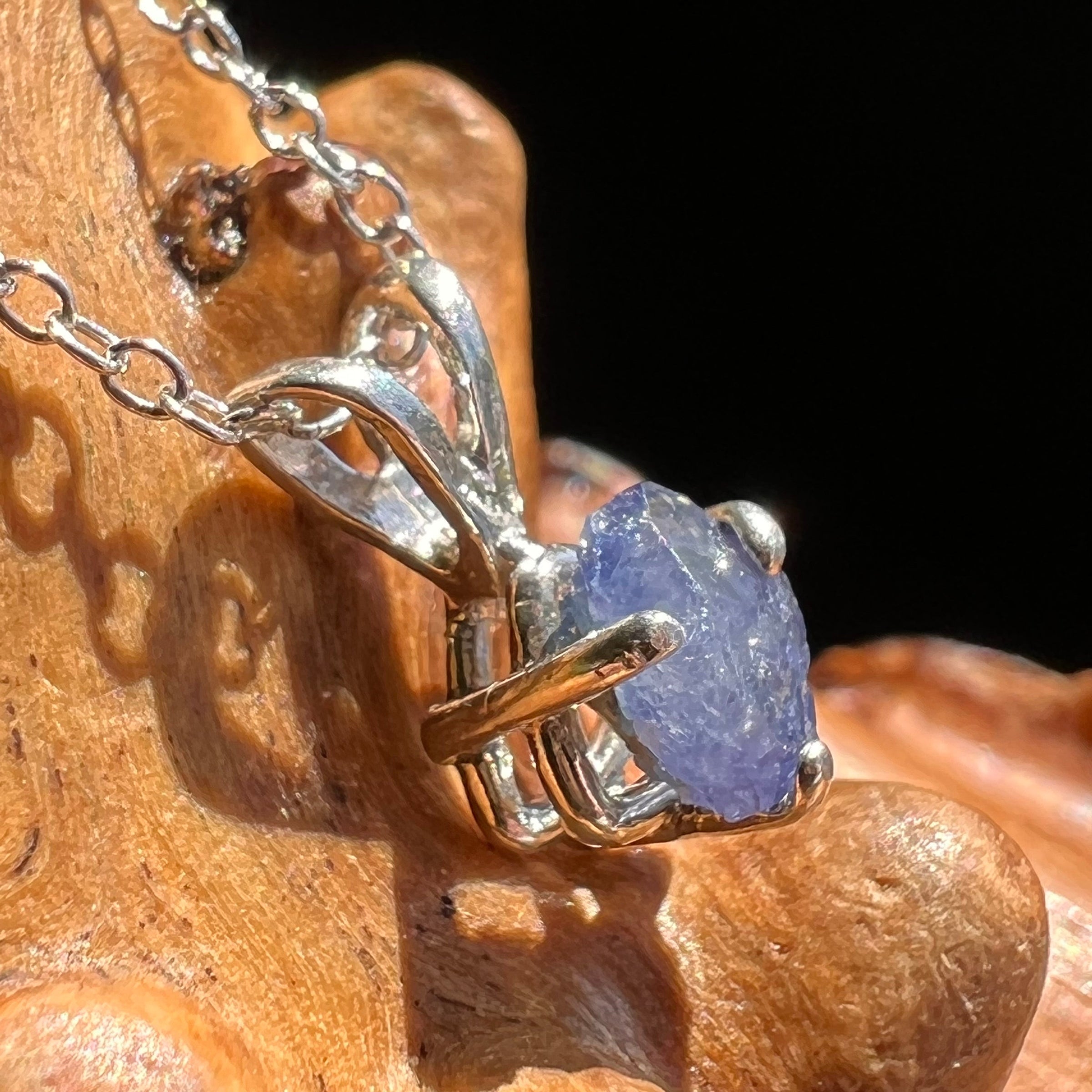 Raw Benitoite Crystal Necklace Sterling #2611-Moldavite Life
