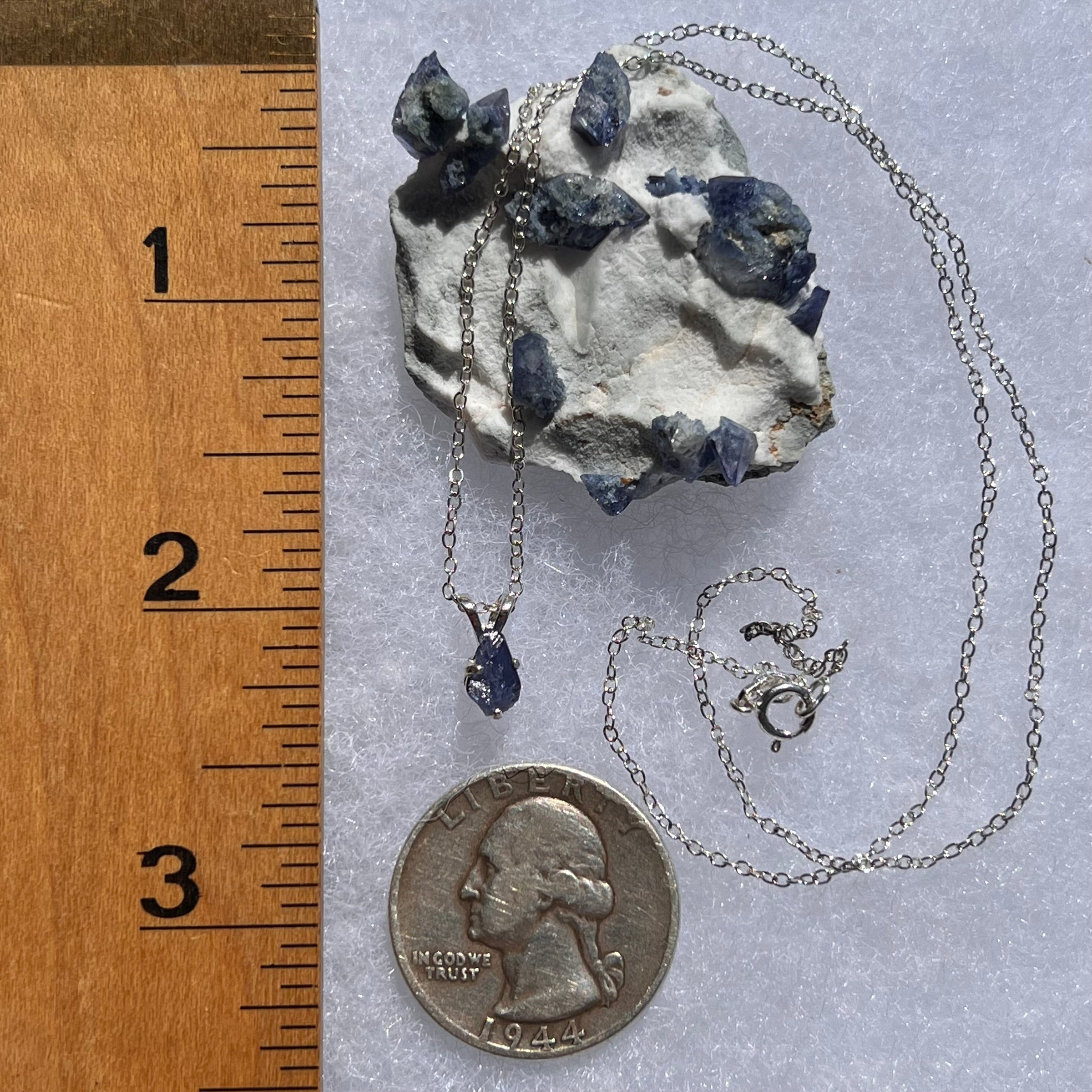 Raw Benitoite Crystal Necklace Sterling #2612-Moldavite Life
