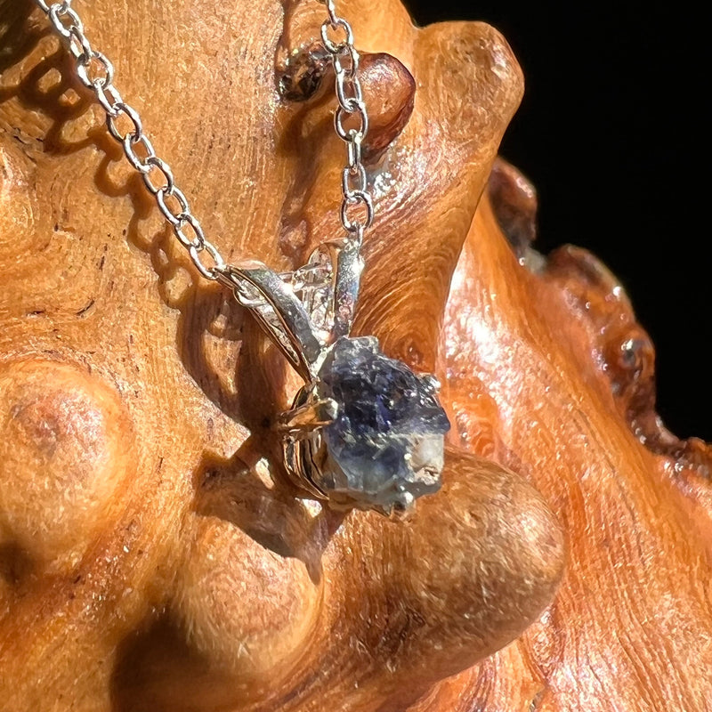 Raw Benitoite Crystal Necklace Sterling #2780-Moldavite Life